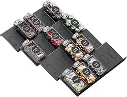 Famhap organizador de gaveta de temperos, 4 camadas expansíveis de 11,6' a 23,2' inserção de bandeja de tempero para gavetas de cozinha, bandeja de tempero para gaveta/bancada