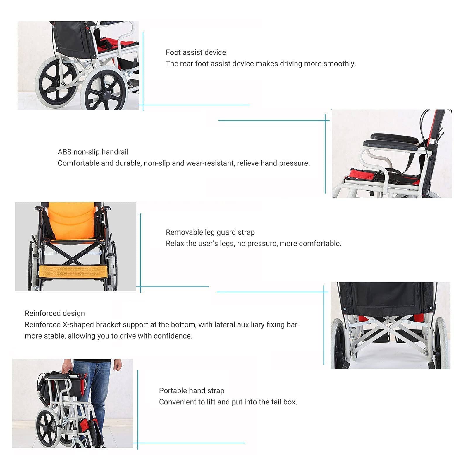 Sillas de Ruedas Plegables Silla de Ruedas de Transporte Plegable, Silla de Ruedas para Oficina Silla de Ruedas para Ancianos Silla de Ruedas Manual Ligera