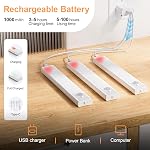 YiaMia 5 Pack sous l'éclairage de cabinet sans fil, 8 Inch Rechargeable Motion Sensor Lights Indoor, Magnetic Stick LED Sous les lumières de comptoir Éclairage de cabinet variable pour armoires de cuisine