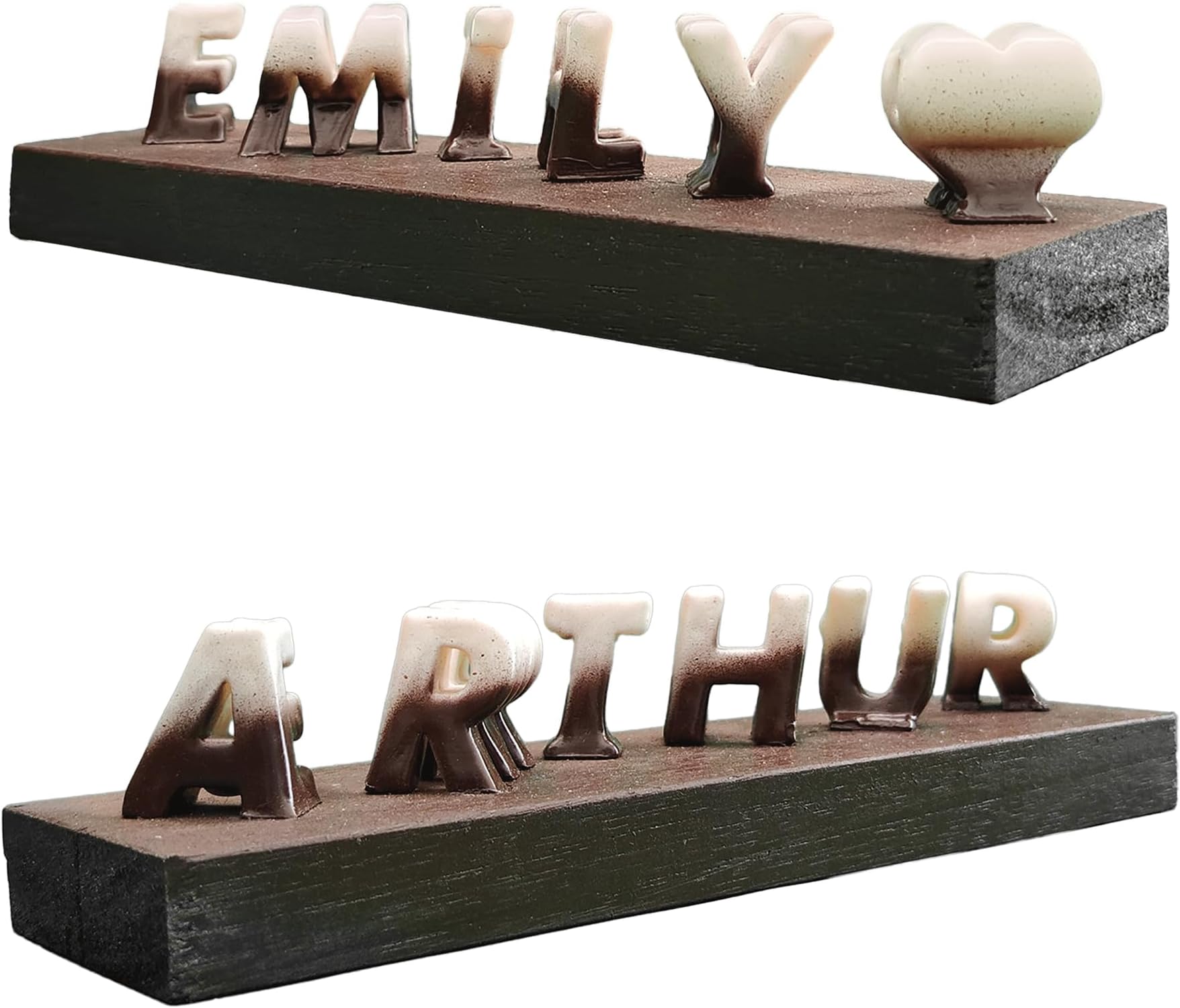 Personalized 3D Flip Name / 3D Name Art Personalized Gift for Husband Wife Boyfriend Girlfriend, Anniversary, Birthday, Couple Name (White&Brown.)