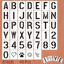 40 Pcs 8 Inch Letter Stencils Numbers Craft Stencils,Reusable Alphabet Templates for Painting on Wood, Wall, Fabric Wood, Wall, Fabric, Rock, Signage