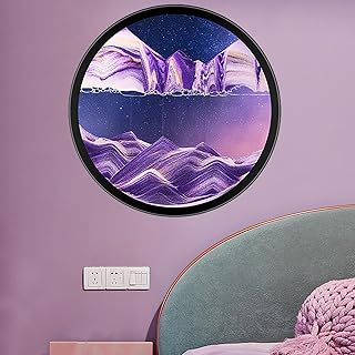 TNSLGHS Moving Sand Art, 3D Sand Art Liquid Motion Moving Sand wall Art Pictures, 360° Rotate Glass Crafts Solid Wood Frame, Relaxing Mood Home Office Work Wall Art Decor,I-24in/61cm