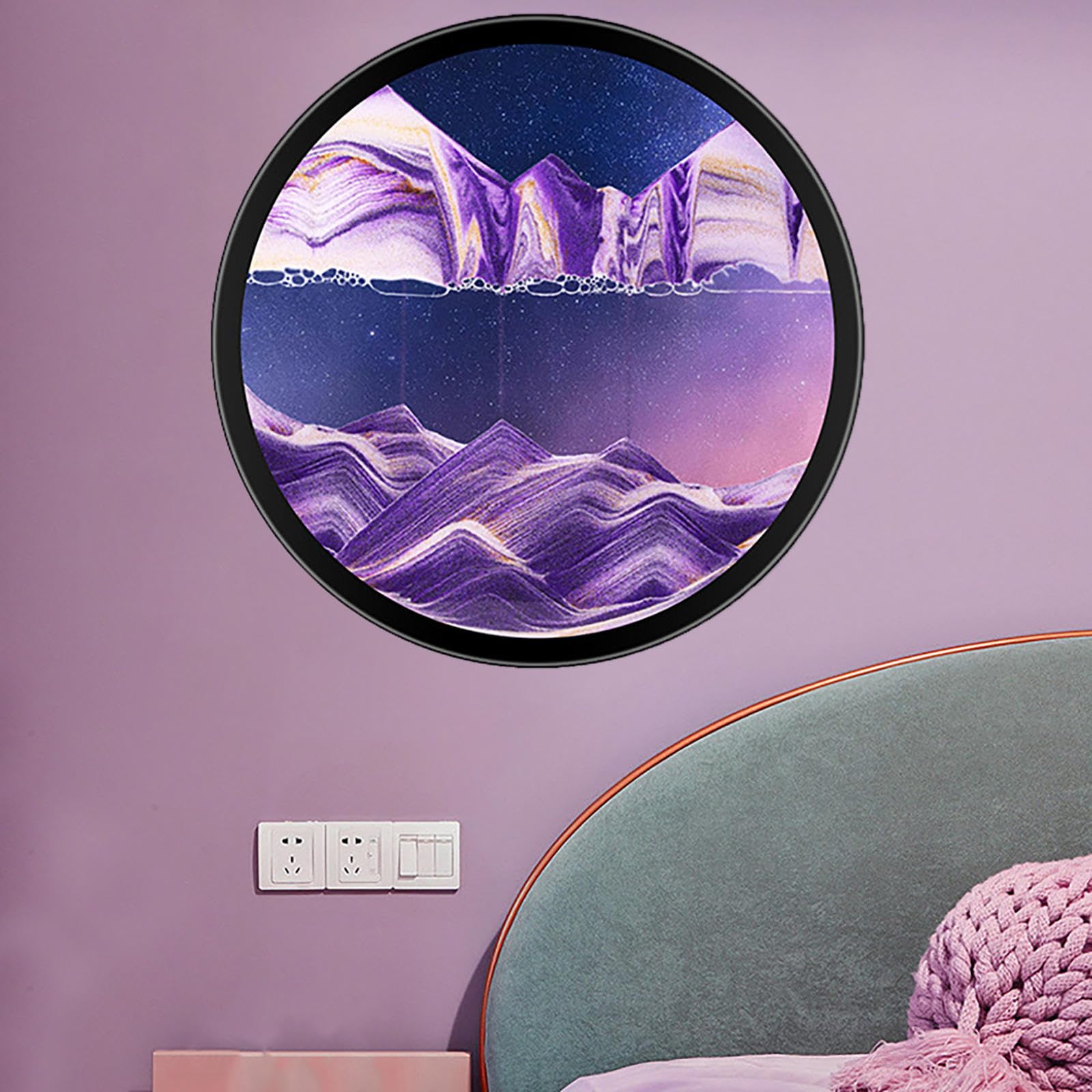 LKQTNDA Moving Sand Art Decor, 360° Rotatable 3D Dynamic Sand Painting Deep Sea Sandscape, Wall Mounted Sand Art Liquid Motion, for Home Office, Relaxing Decorative Mood Gift,I-17.3in/44cm
