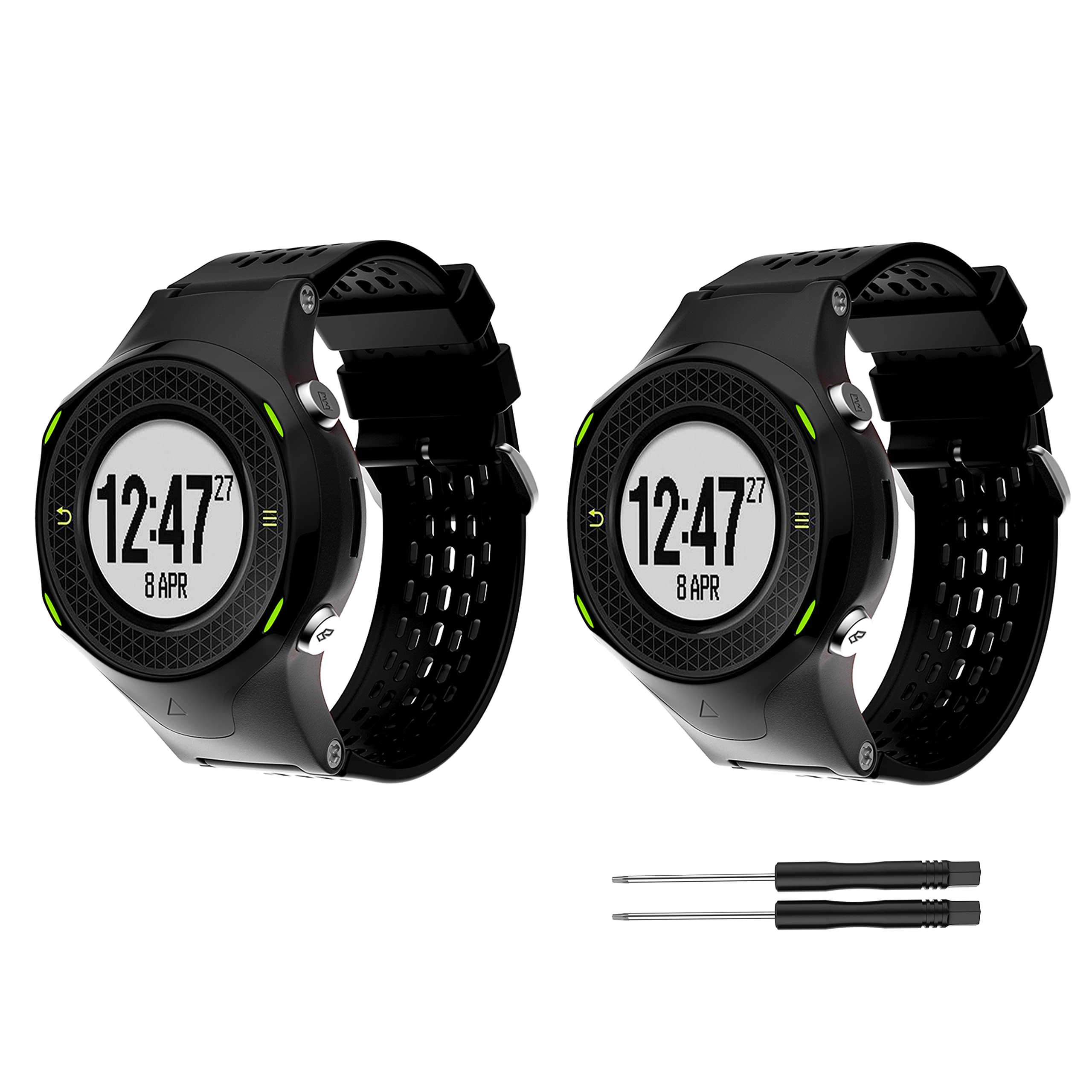 2 Pack Sport Straps with Tool Fits for Garmin Approach S4/S2, Replacement Soft Silicone Bands Women Men Wristband for Vivoactive Smartwatch, Black
