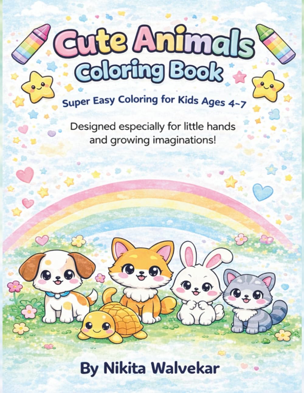 Cute Animals Coloring Book: Super Easy Coloring for Kids Ages 4–7