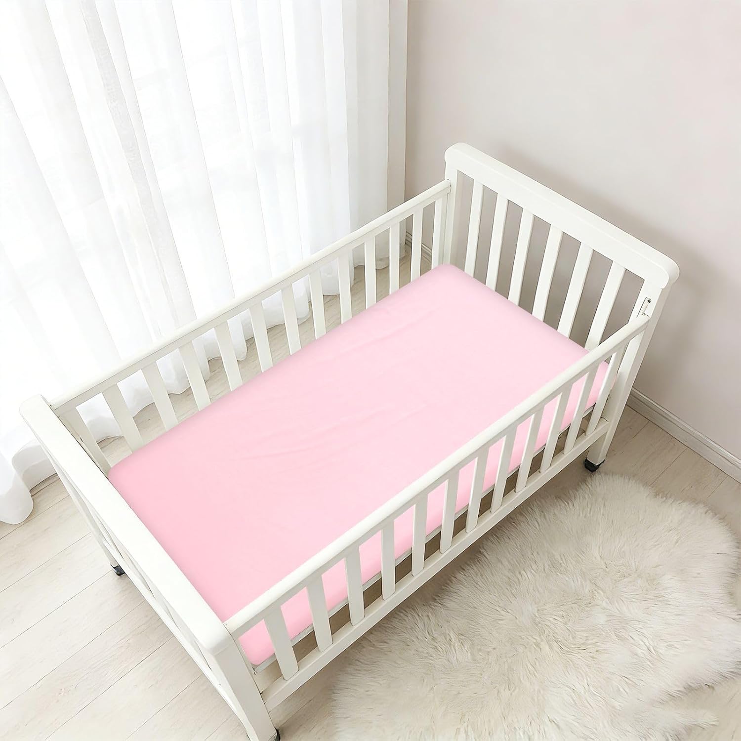 Blush Baby Crib Sheets Cotton Baby Playard Sheet Soft Stretchy Children Crib Sheet, 1 Pack