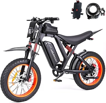 Electric Bike for Adults, 2000W Peak 20" Fat Tire Ebike with 48V 18Ah Removable Battery, UL 2849 Certified, 35MPH 55 Miles Range, Hydraulic Brakes, Dual Suspension, All-Terrain Electric Bicycle