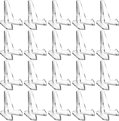 Yalikop 24 soportes para tarjetas de acrílico de 2.68 pulgadas, pantalla transparente, soporte para caballete, mini soportes para fotos, marco de