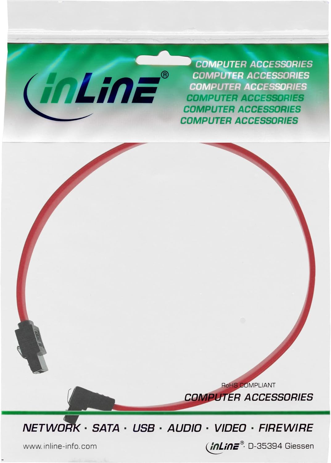 InLine 27703 V SATA Connection Cable with Angled Safety Flap, 0.3 m