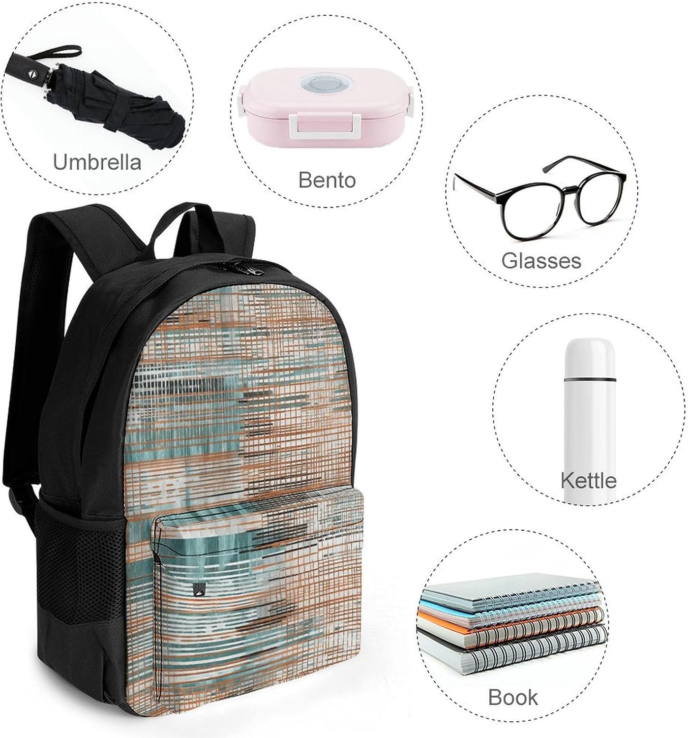 Orange Abstract Pattern Backpack Daypack Travel Backpack | Lightweight Casual Laptop Backpack for Women Men Aesthetic Travel Bag for Weekender Business Hiking Outdoor