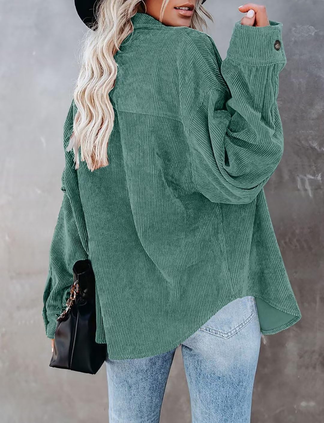 ZOLUCKY Womens Shackets Jacket Plus Size Long Sleeve Button Down Shirts Blouses Tops - Image 4