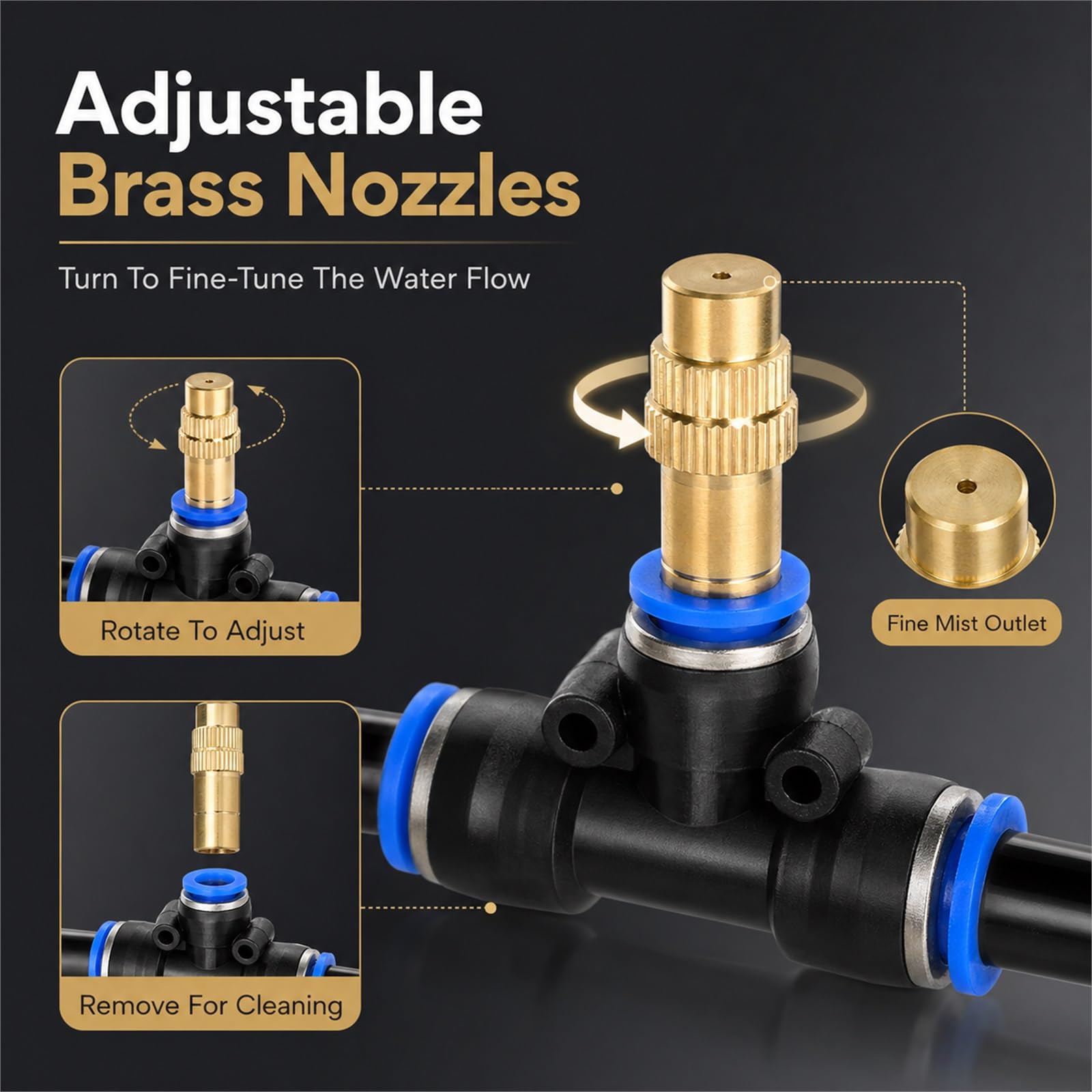 Impianto Irrigazione Giardino,Kit Nebulizzatore Giardino,Nebulizzatore per Terrazza Esterno,Leak-Proof And Rust-Proof,Close Fit,Suitable for Patios And Potted Plants