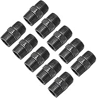LONG TAO 10-Pack 1/2" x 1.5" Black Malleable Iron Pipe Nipples - Threaded Fittings for Industrial Decor & DIY Plumbing
