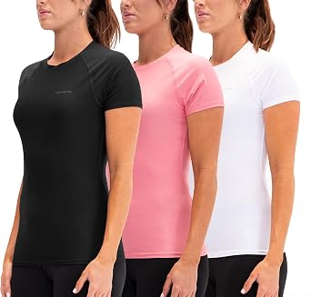 DEVOPS 3 Pack Womens Short Sleeve Compression Shirts Underscrubs