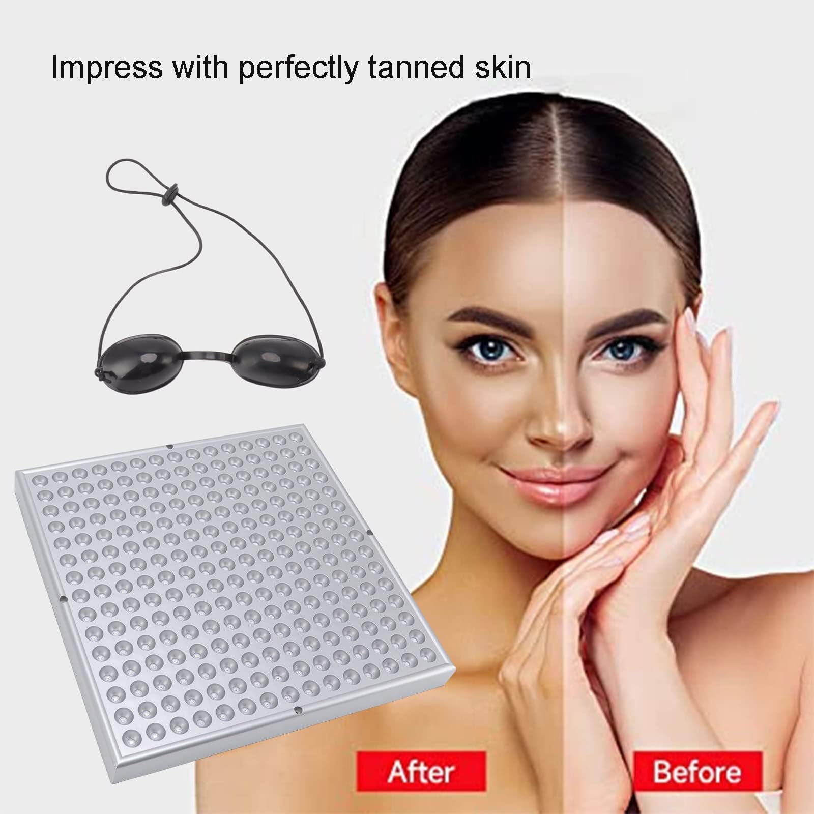 Juego de lámparas de Bronceado de 45 W con Gafas Protectoras y Soporte de Montaje - Luz Azul de Espectro Completo de 460 NM para Tomar el Sol en casa - 225 Piezas de LED