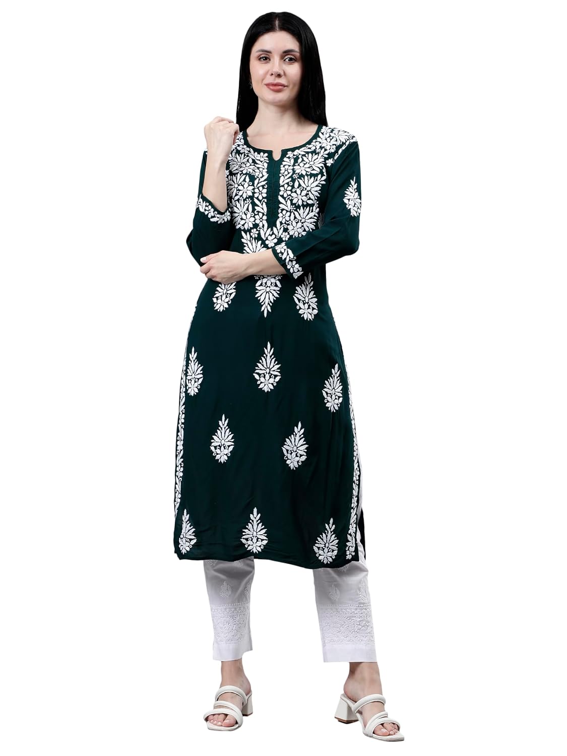 Seva Chikan Hand Embroidered Lucknowi Chikankari Modal Kurta Kurti for Women SCL4447 - Review, Price and Buying Guide