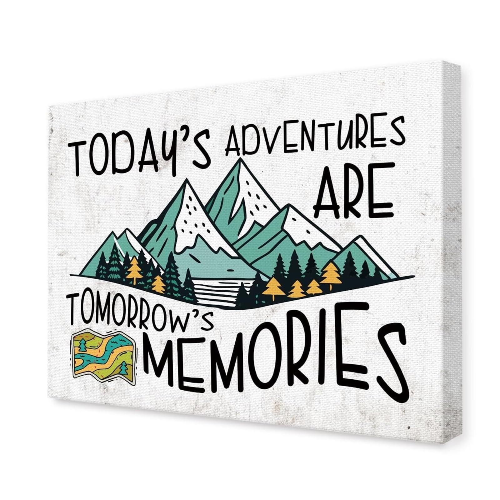 RNUMLIGH Outdoor Memories Canvas Print, Camping Quote Wall-Art for RV Cabin Lake House, “Today's Adventures...” Inspirational Gift for Campers & Hikers(Unframed,12x18inch(30x45cm))