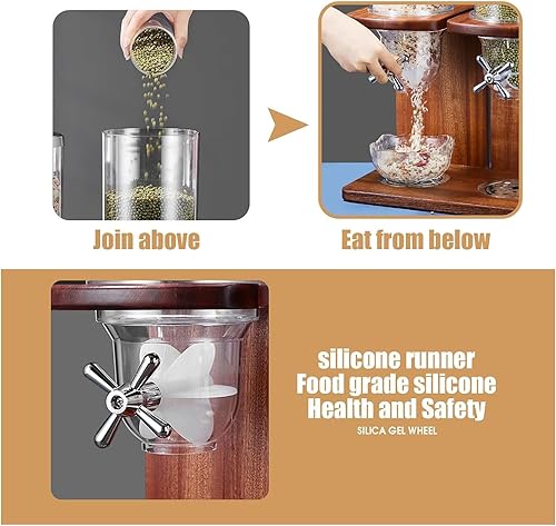 Miniatura 4 de Dispensador de alimentos secos de 3.5L7L10.5L, dispensador de cereales de triple cabezal, dispensador de contenedores de cereales para encimera,