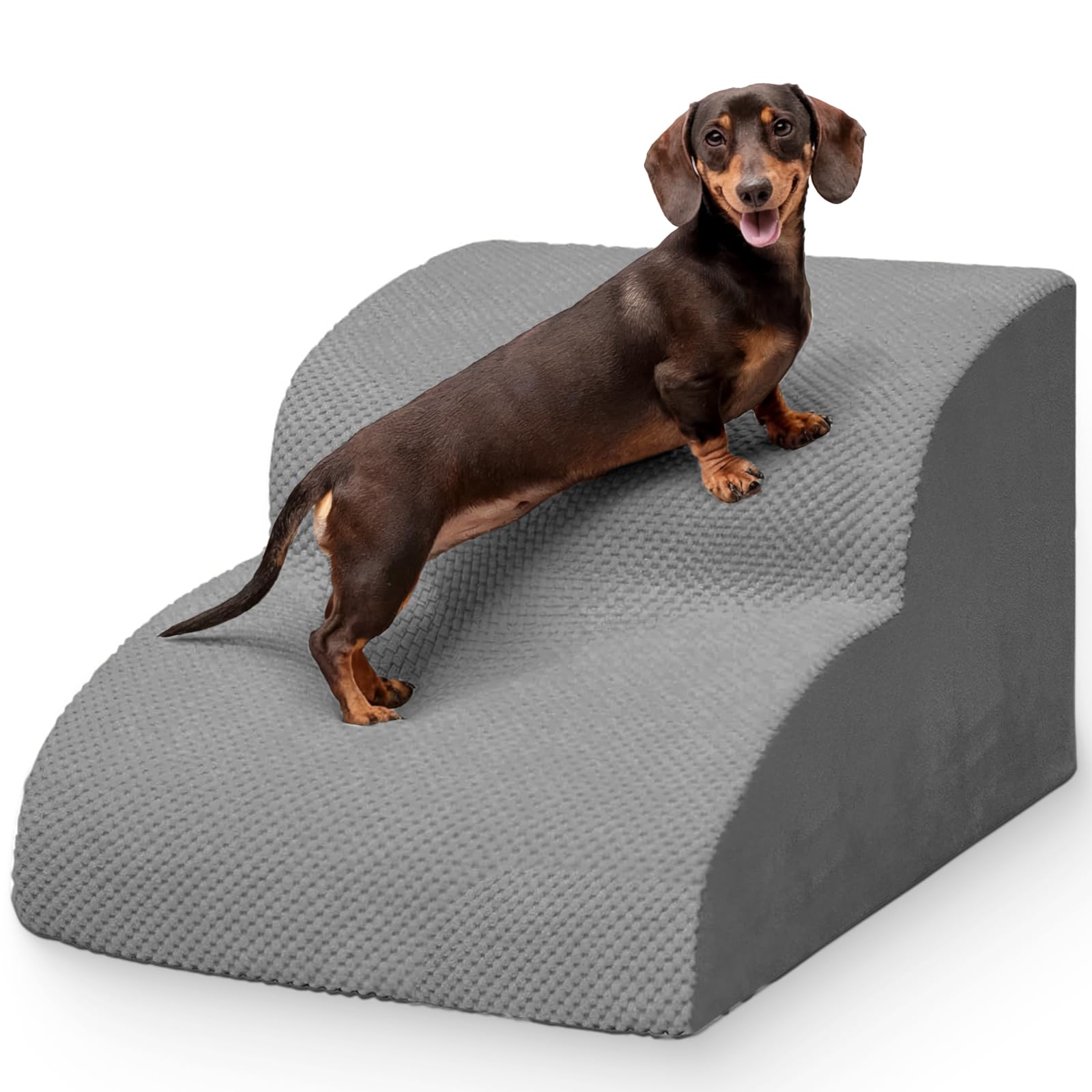 Niubya Hundetreppe für Kleine Hunde, H30 cm, für Katzentreppe Hundetreppe Bett und Sofa, ältere und verletzte Haustiere, mit waschbarem Bezug und hochdichtem Schaumstoff (Grau, 2 Stufen)