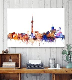 Toronto Beautiful City Skyline, Canada Downtown Wall Home Watercolor Poster, Art Print for Wall Decoration, Unframed Print
