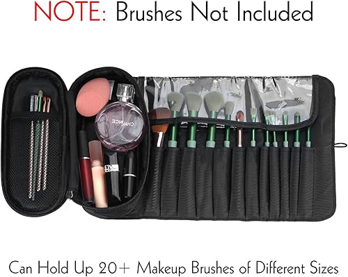 Miniatura 4 de LUEXBOX Bolsa de brochas de maquillaje plegable portátil, estuche de almacenamiento multifuncional para cosméticos, soporte para brochas de