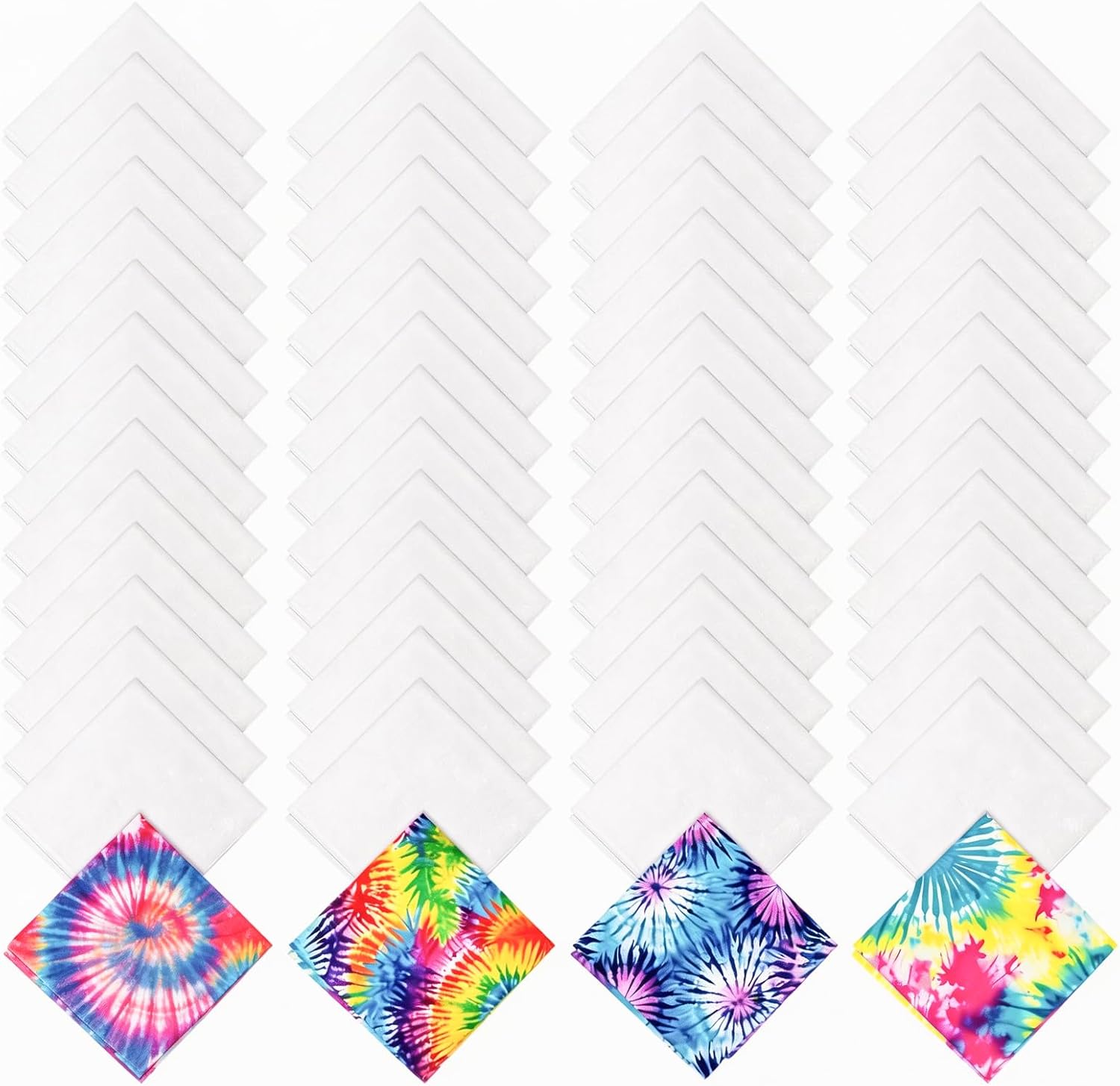 20/60Pcs White Bandanas Bulk for Tie Dye, 22"x22" Thickened Cotton White Bandana DIY