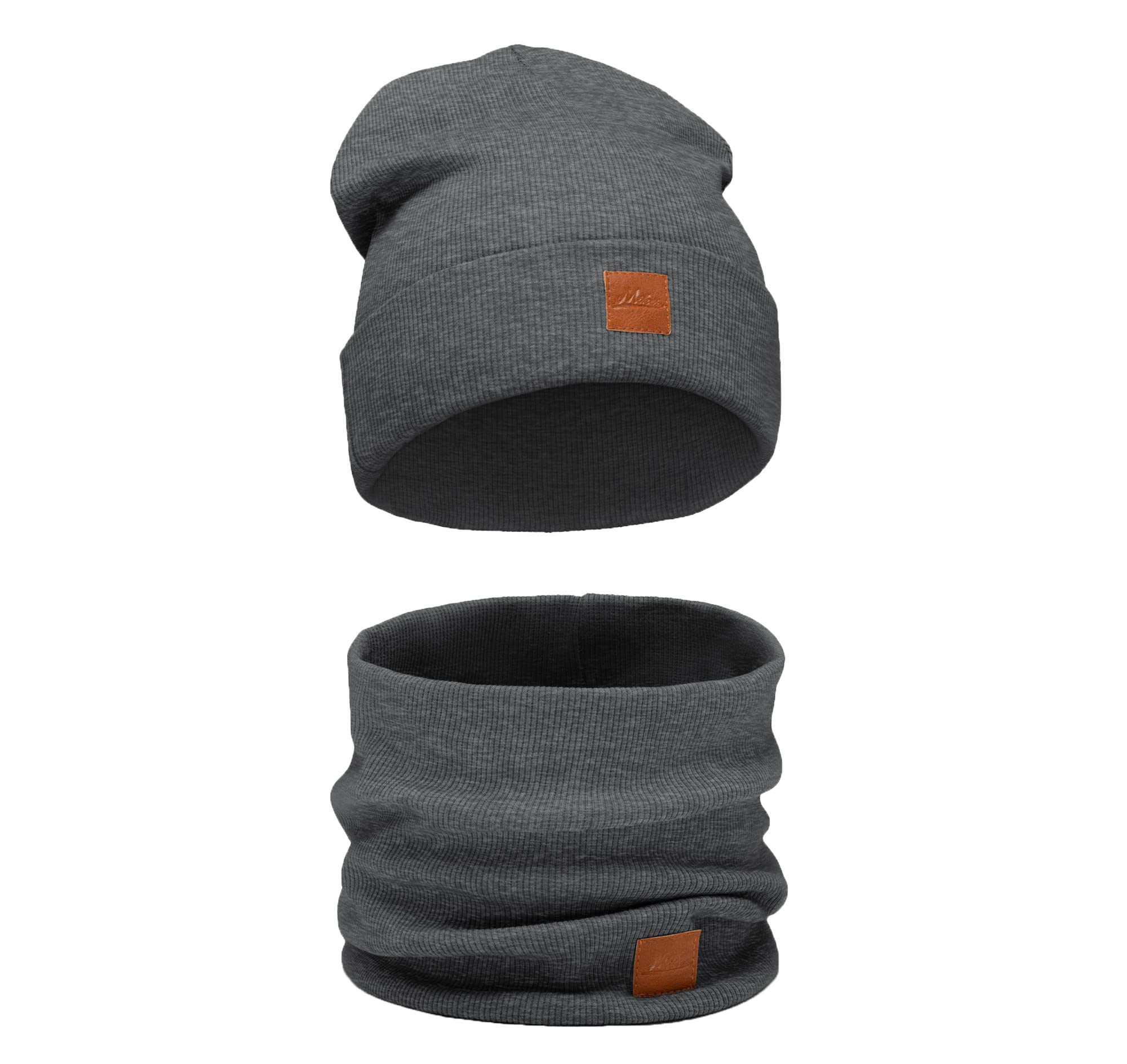 Mikos * Damska czapka i pętla bawełniana długa czapka beanie z pętlą szalika jesień zima wspaniała ciepła, rozciągliwa elastyczna czapka zimowa dla chłopców i dziewcząt Streetwear 703