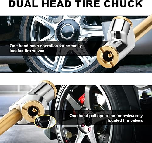 Miniatura 3 de Juego de Mandril de Aire Premium de Conexión de 2 Vías Hecho de Latón para Trabajo Pesado, Mandril de Doble Cabezal Recto de 1/4 Pulgadas FNPT con