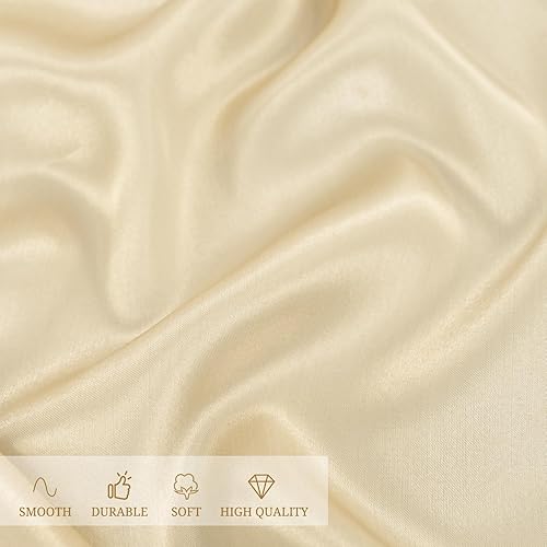 Miniatura 8 de REWOMC Paquete de 12 manteles redondos de 120 pulgadas, mantel de tela satinada champán para mesa redonda, resistente a las arrugas, lavable, mantel