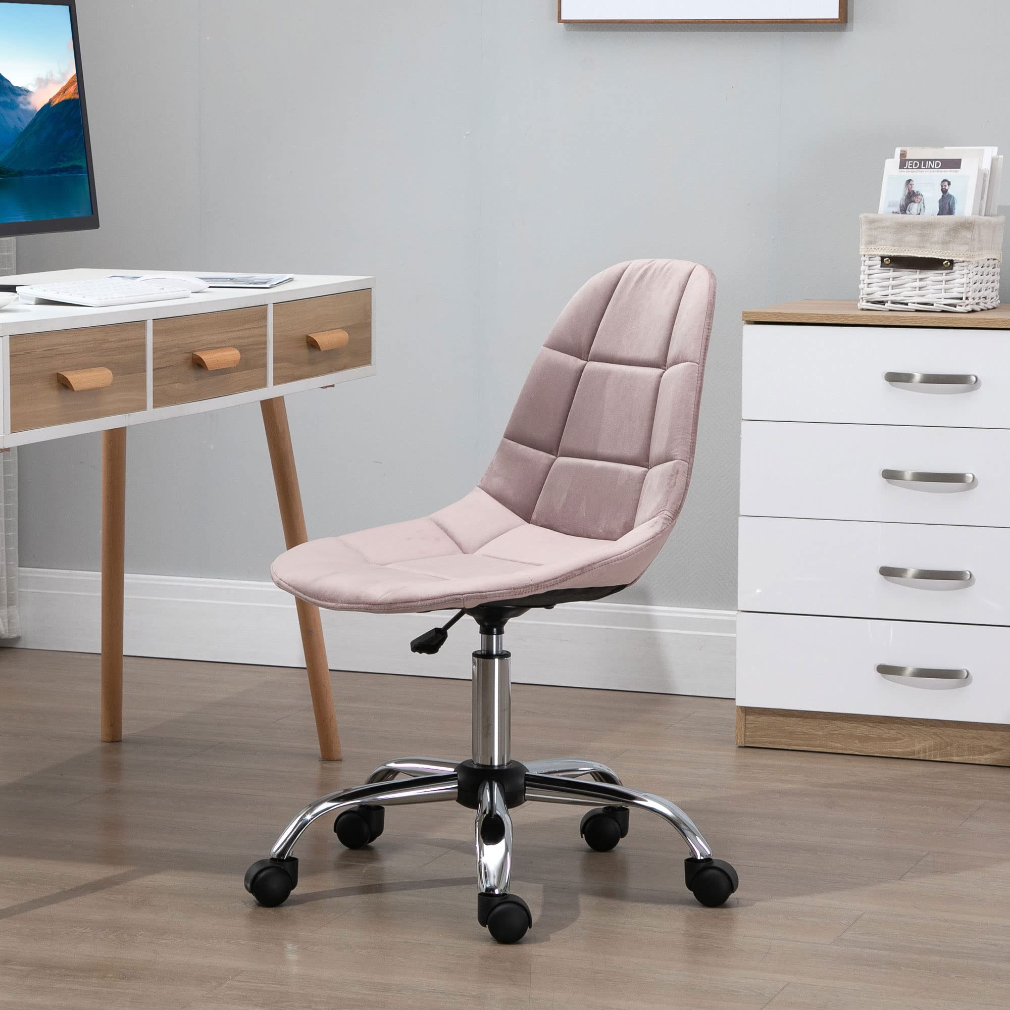 Vinsetto Sedia da Ufficio Basculante in Tessuto a Rete Grigio, Sedia da Scrivania Ergonomica e Girevole con Altezza Regolabile