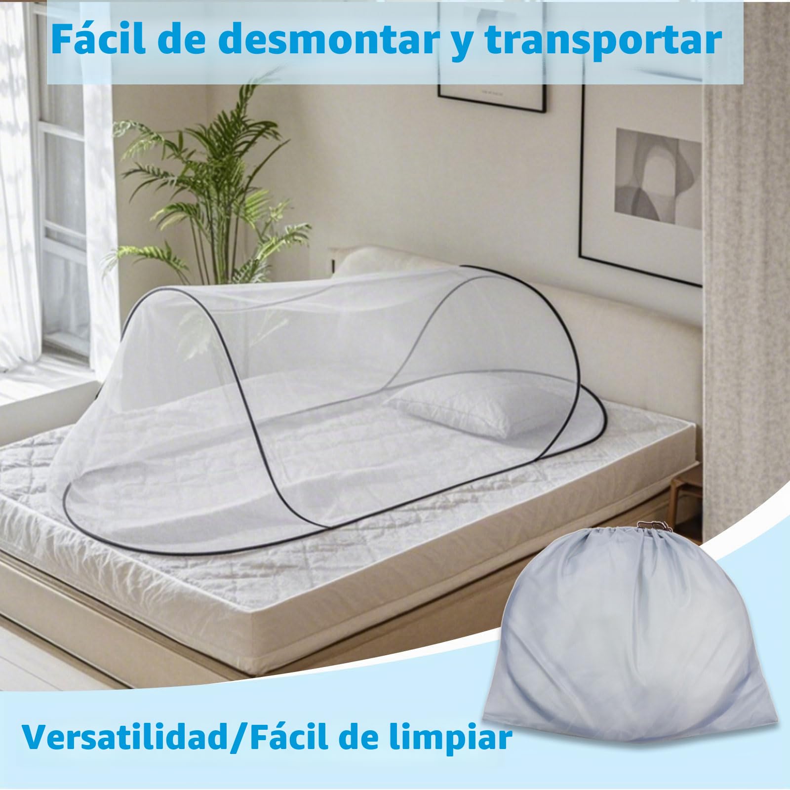 Mosquitera desplegable, 200 x 80 x 56 cm, mosquitera plegable, tienda de campaña portátil, mosquitera para cama, viajes, camping al aire libre, cómoda, rápida y portátil