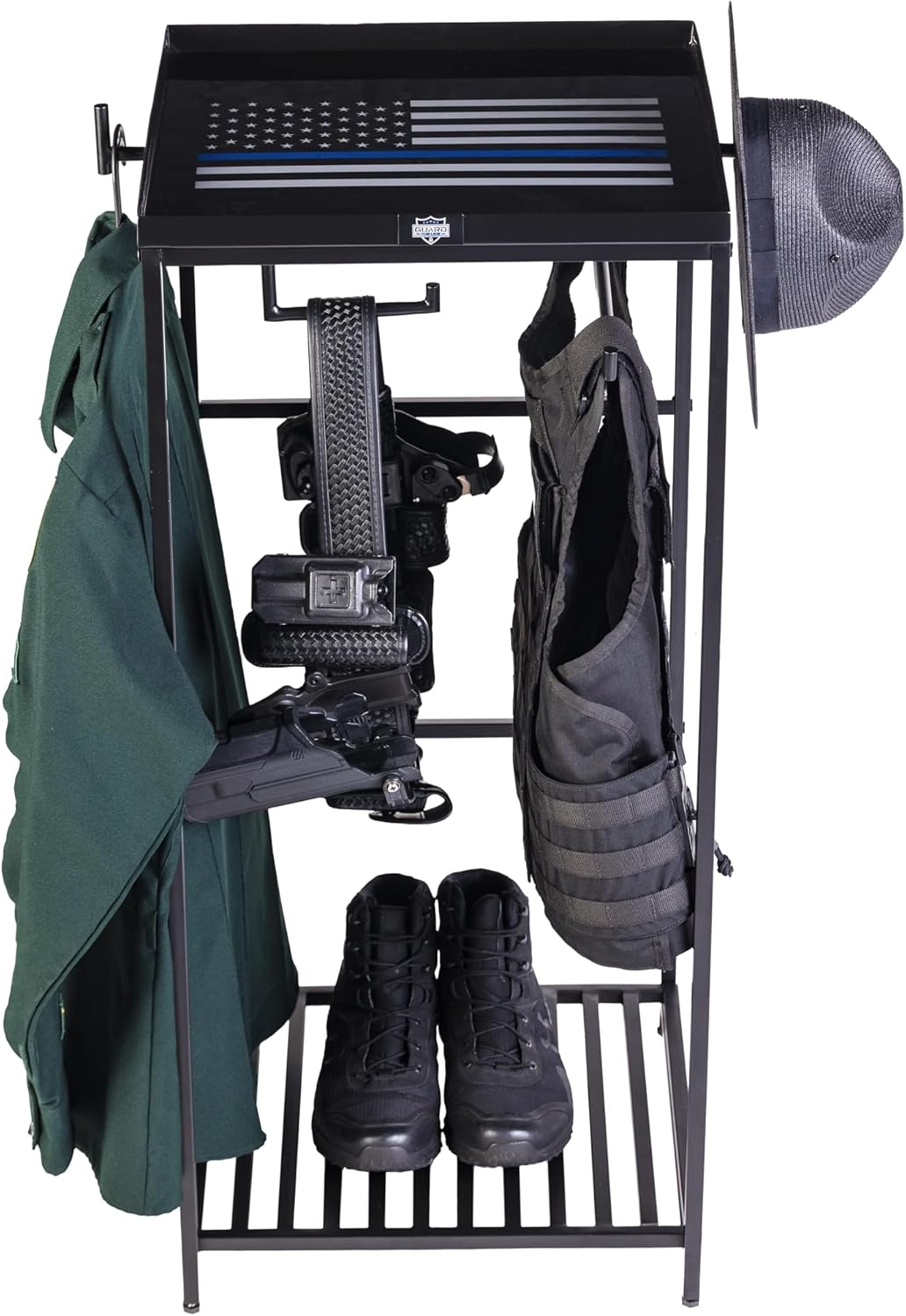 Police Gear Rack - Law Enforcement & Military Gear Stand Organizer - Uniform, Vest & Duty Belt Holder - Tactical Equipment Storage - Cop Caddy Gift