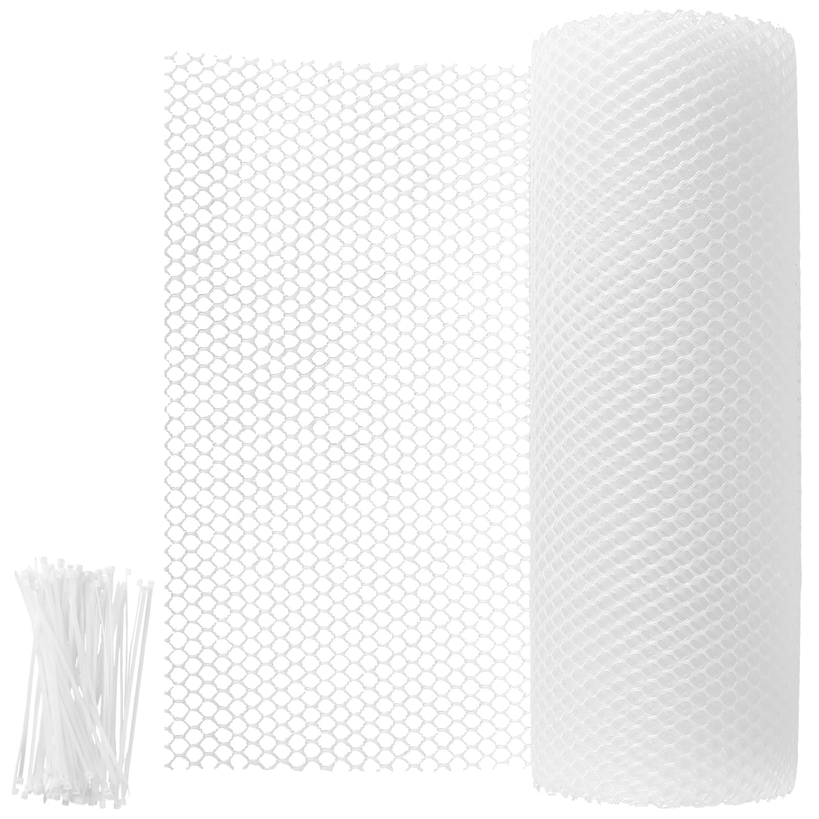 Rouleau de grillage en plastique pour poulailler - 40 cm x 10 m - Grillage hexagonal blanc pour jardin, balcon