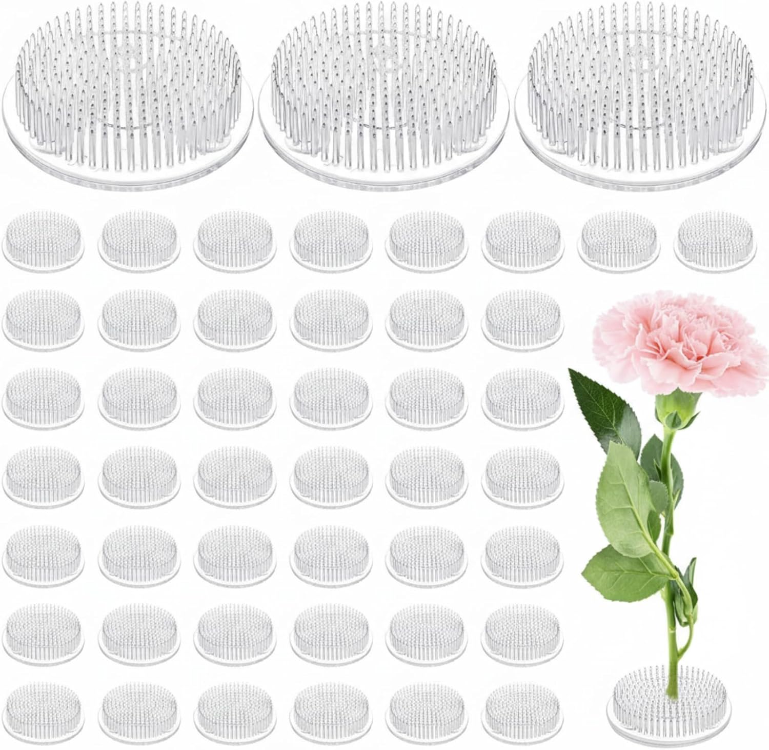 Waydress 48 Pcs 2.8 Inch Plastic Flower Frog Flower Pins Floral Frog for Arrangements Vase Japanese Ikebana Kenzan Floral Arrangement for Crafts Fixed Tools, Wedding Decor, Mother's Day Gifts (Clear)