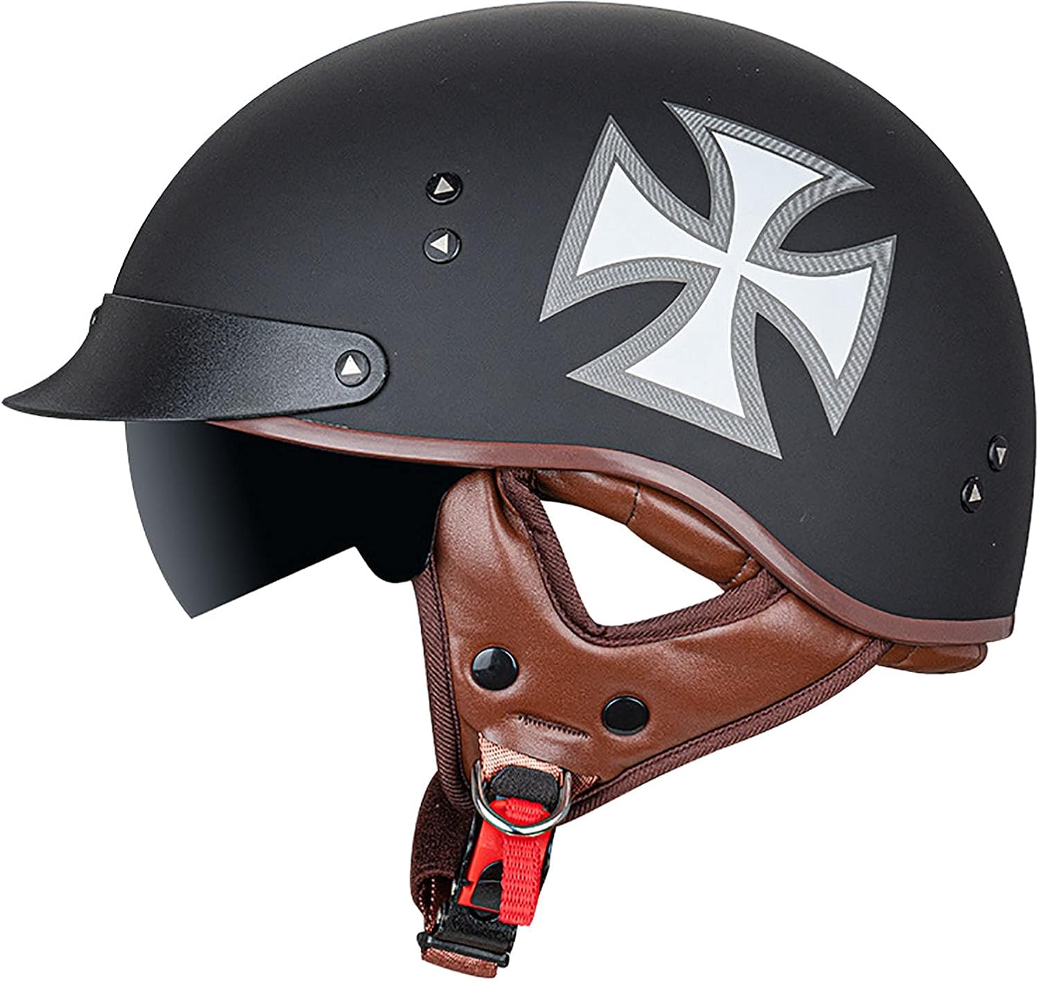 GAORUTO Vintage Motorrad Halbhelm - ECE/DOT Zulassung