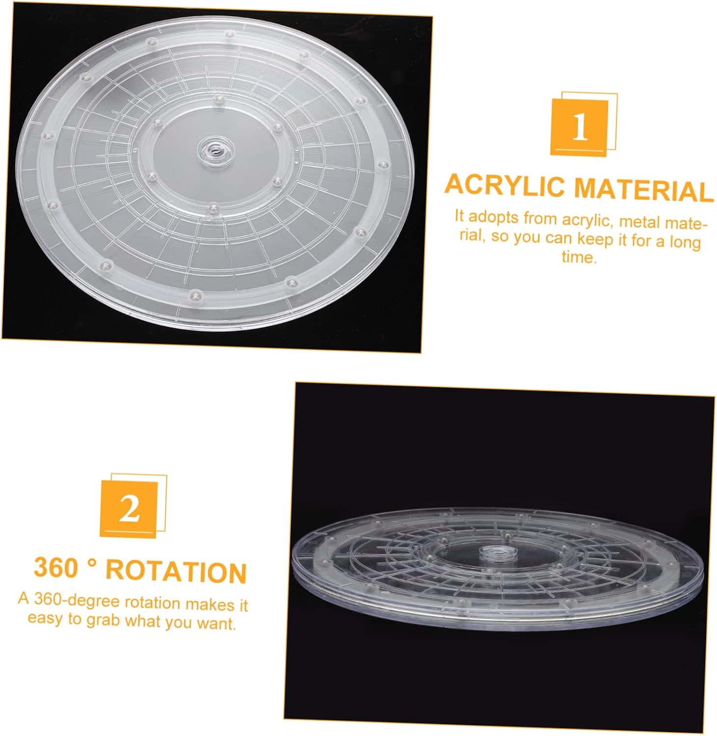 Ciieeo Crylic Turntable Smooth Rotation 30cm Round Condiment Organizer for Sharing Food