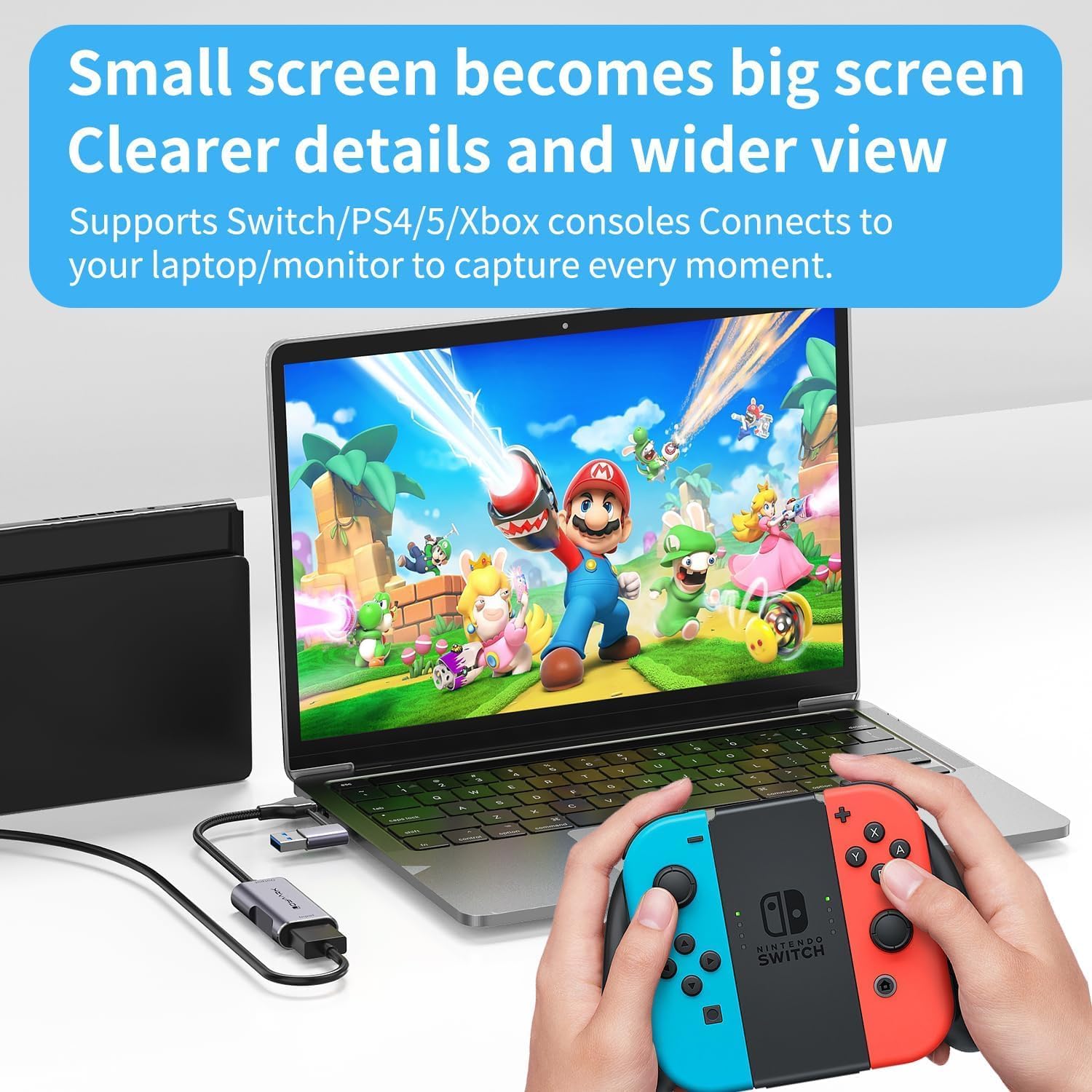 Video Capture Card,USB 3.0 Capture Card 4K HD to USB-A/C,2K30fbs Live Streaming/Gaming/Meeting/Game Video Capture Card,for Windows Mac OS System with USB C Adapter to Adjust PS4, Switch2, Xbox1