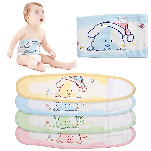 Miniatura 4 de EXCEART Paquete de 4 bandas para el vientre para bebé, soporte para hernia umbilical para recién nacidos, cinturón de ombligo transpirable para 0 a