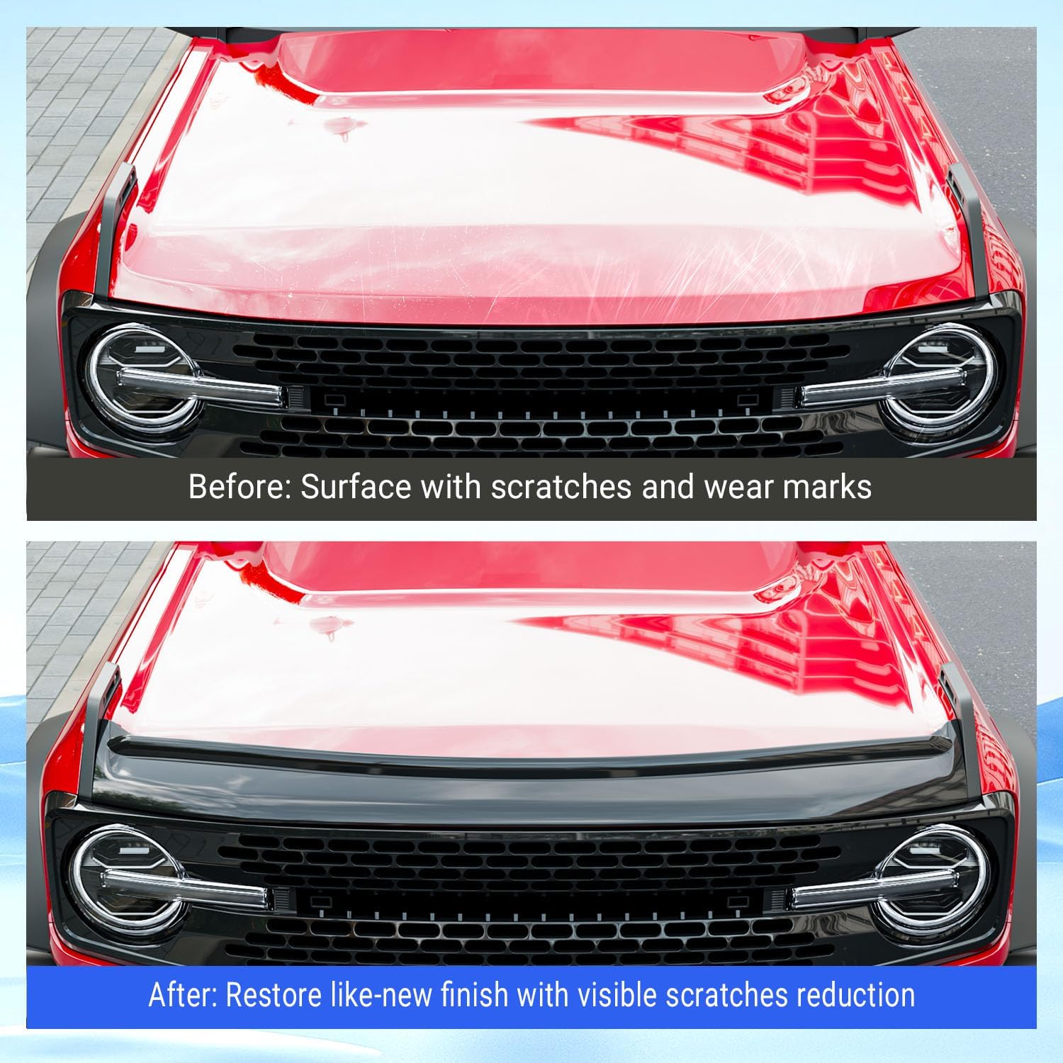 PTYYDS Hood Deflector Compatible with 2021-2026 Ford Bronco 2/4 Door Hood Protector ABS Glossy Black Shield Replacement for 2021-2026 Ford Bronco Accessories