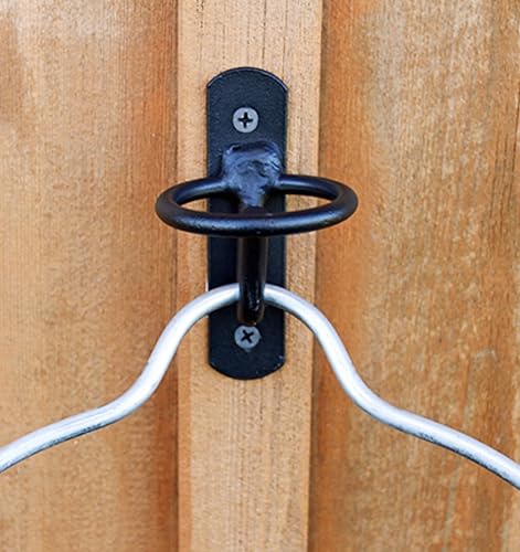 Miniatura 8 de Perchas de cubo de metal para puestos de caballos - Soporte de cubo de montaje en pared para alimentación de granos - Negro