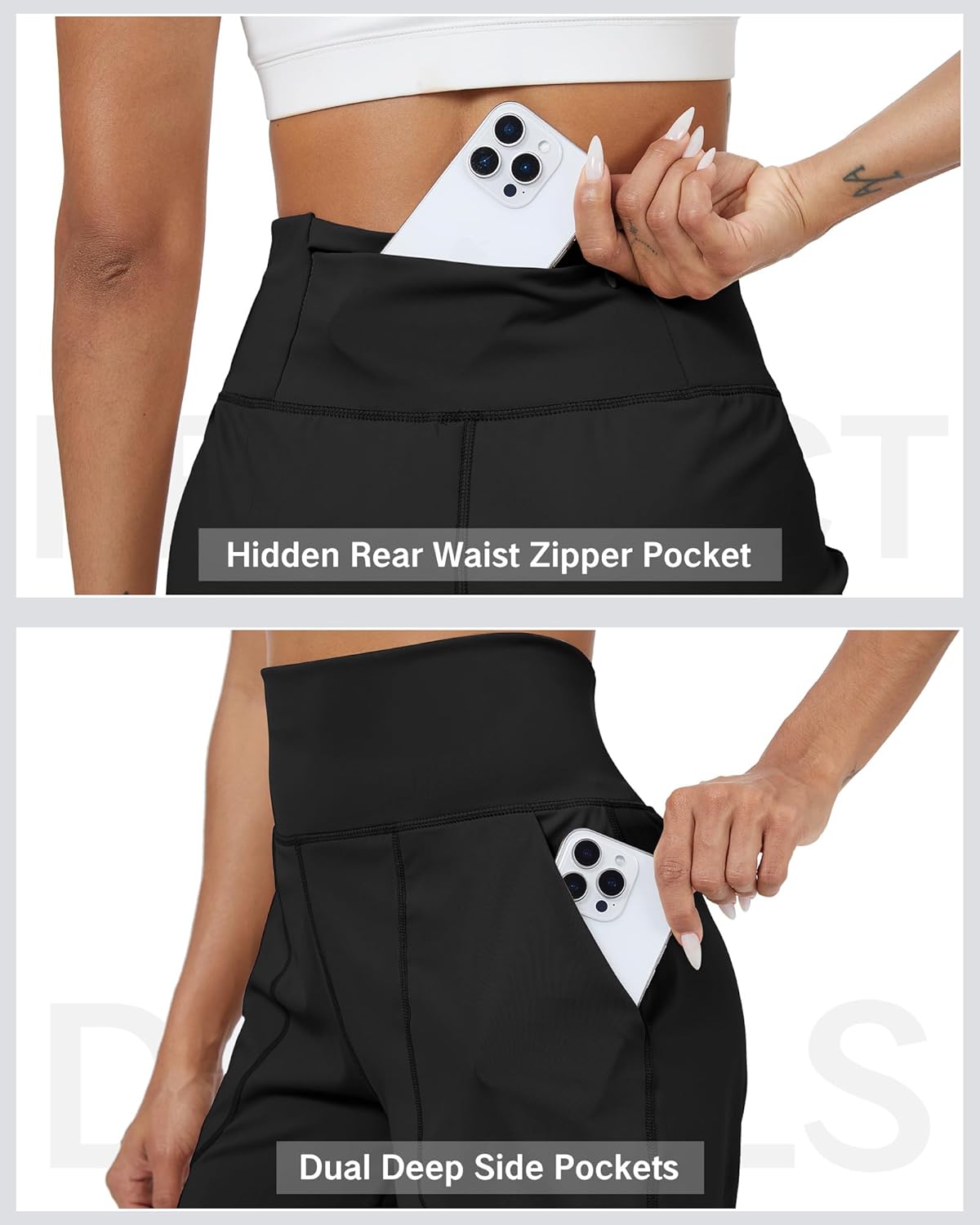 Coume 3 Pack Women's High Waisted 9 Inch Bermuda Shorts with Pocket Workout Athletic Long Shorts Knee Length Casual - Image 4