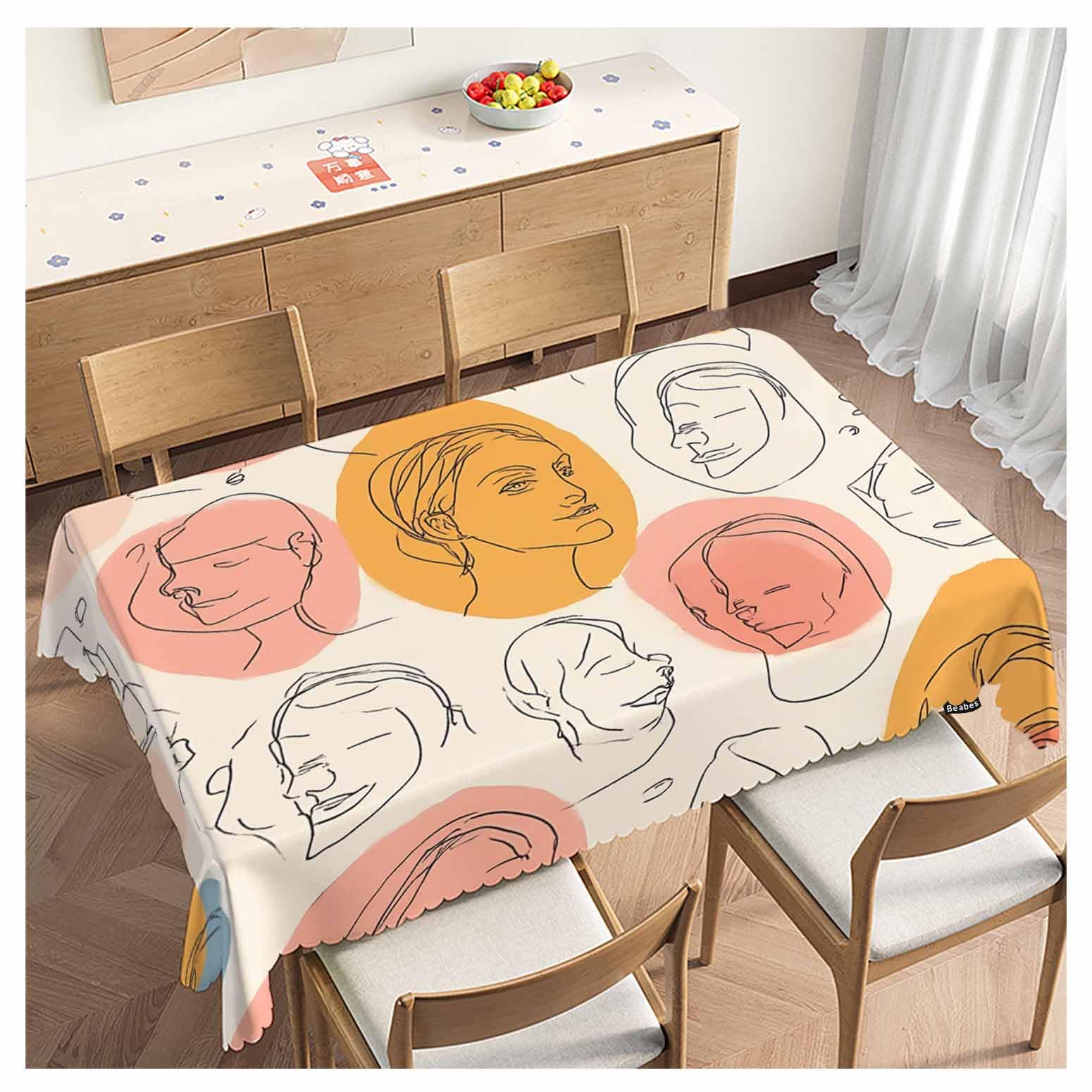 Nappe portrait abstrait de femme 137x183cm idéale pour vos repas en plein air