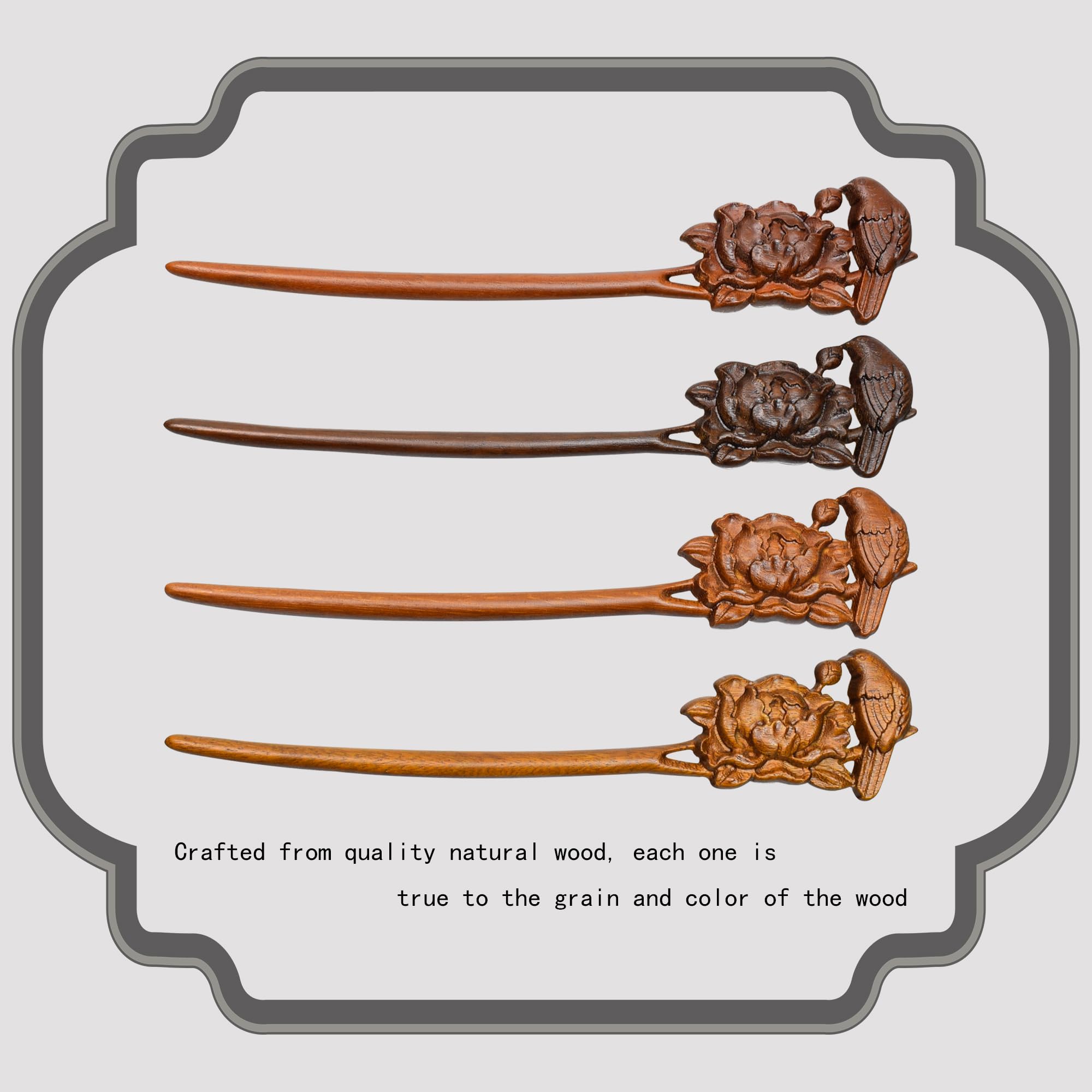Palillos de pelo tradicionales chinos, horquillas de madera retro, utilizadas para accesorios de pelo largo, accesorios de vestir Hanfu (melodía de primavera: percha de peonía)