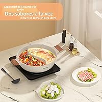 Vista 7 de DEZIN 5-QT Olla de Doble Sabor Shabu Shabu con Divisorio, Olla de Inducción Antiadherente de Doble Cara, Olla de 12 Pulgadas Dividida para Cocinar