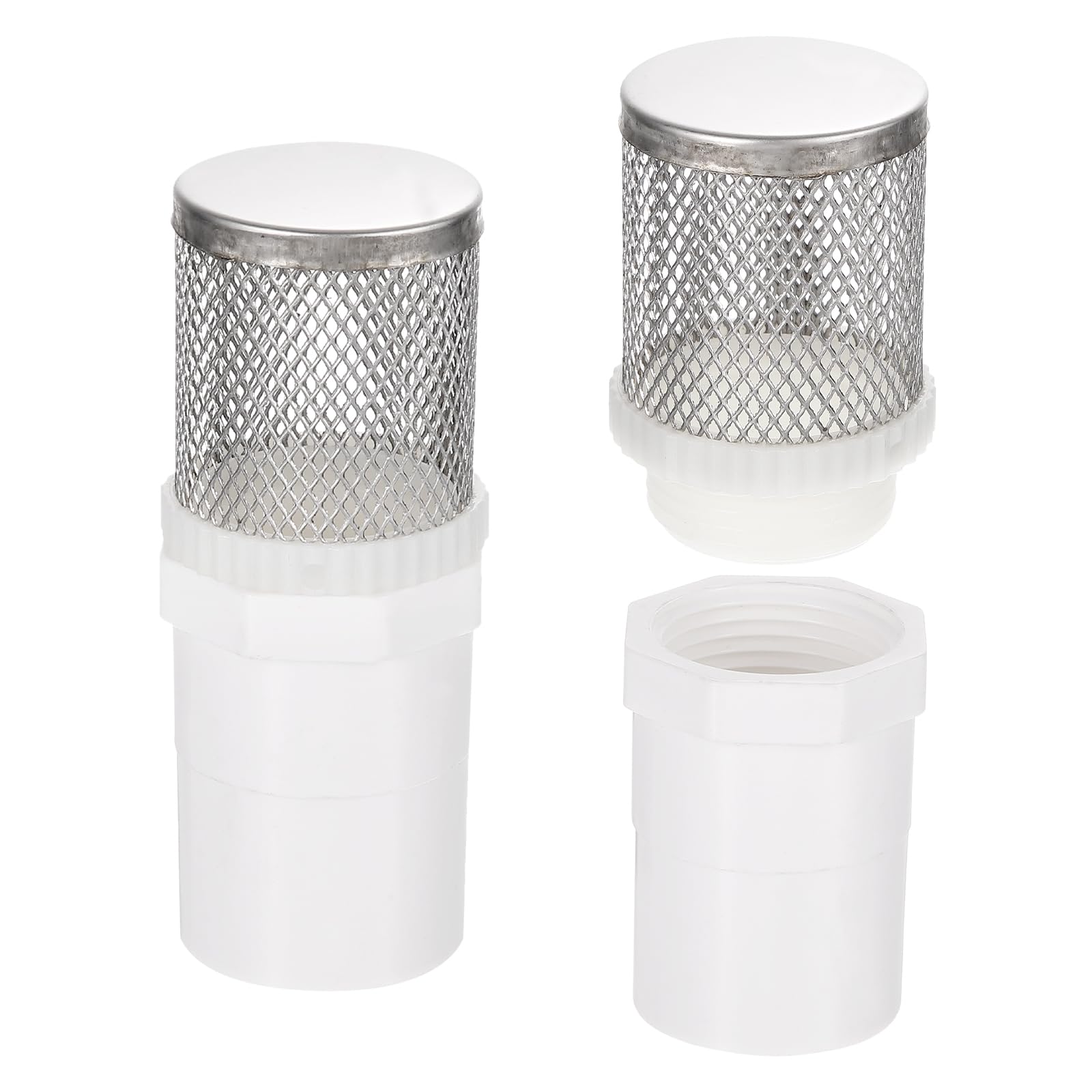 sourcing map 2Pcs 3/4 Inch 304 Stainless Steel Filter Cover, Hose Inlet Suction Strainer Filter, Connected to DN20 3/4" PVC Water Pipe to Reduce Solid Entry (80mm Length, 25mm Thread Dia)