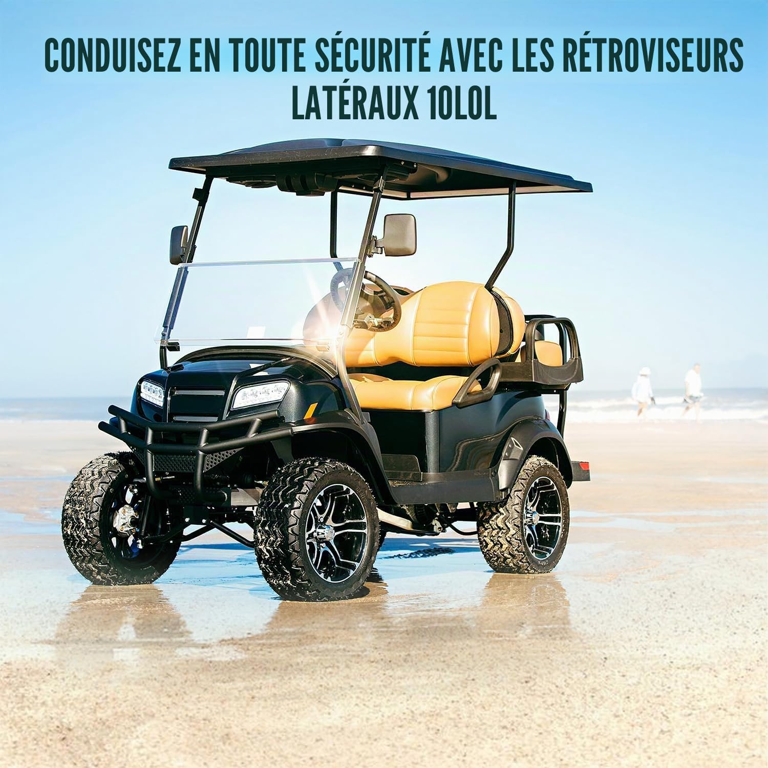 10L0L Rétroviseurs latéraux pour Yamaha Club Car EZ-GO Golf Buggy et autres supports de toit pour chariot de golf à tube rond ou carré