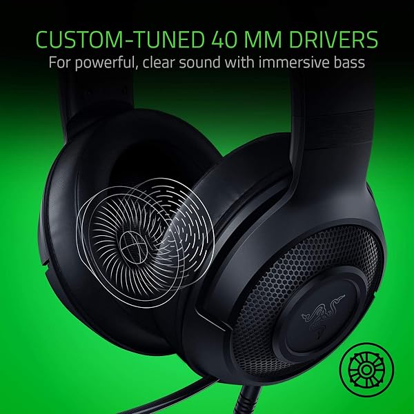 Razer Kraken X Lite - Wired Ultralight PC Gaming Headset - Surround Sound bendable cardioid microphone (230g light, 3.5 jack for PS4, PS5, Switch, Xbox One, Xbox Series X|S) Black - 5