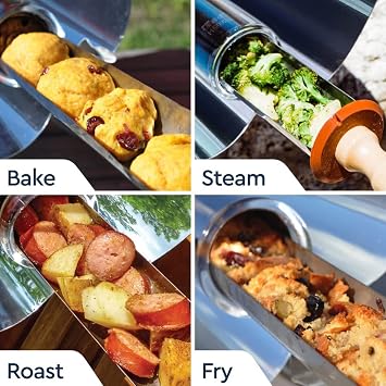 Solar Oven Portable Cooker - 4.5L Large Capacity Outdoor Stove with Thermometer for Camping, Backpacking, Hiking, Family Gatherings (Serves 5-8 People)