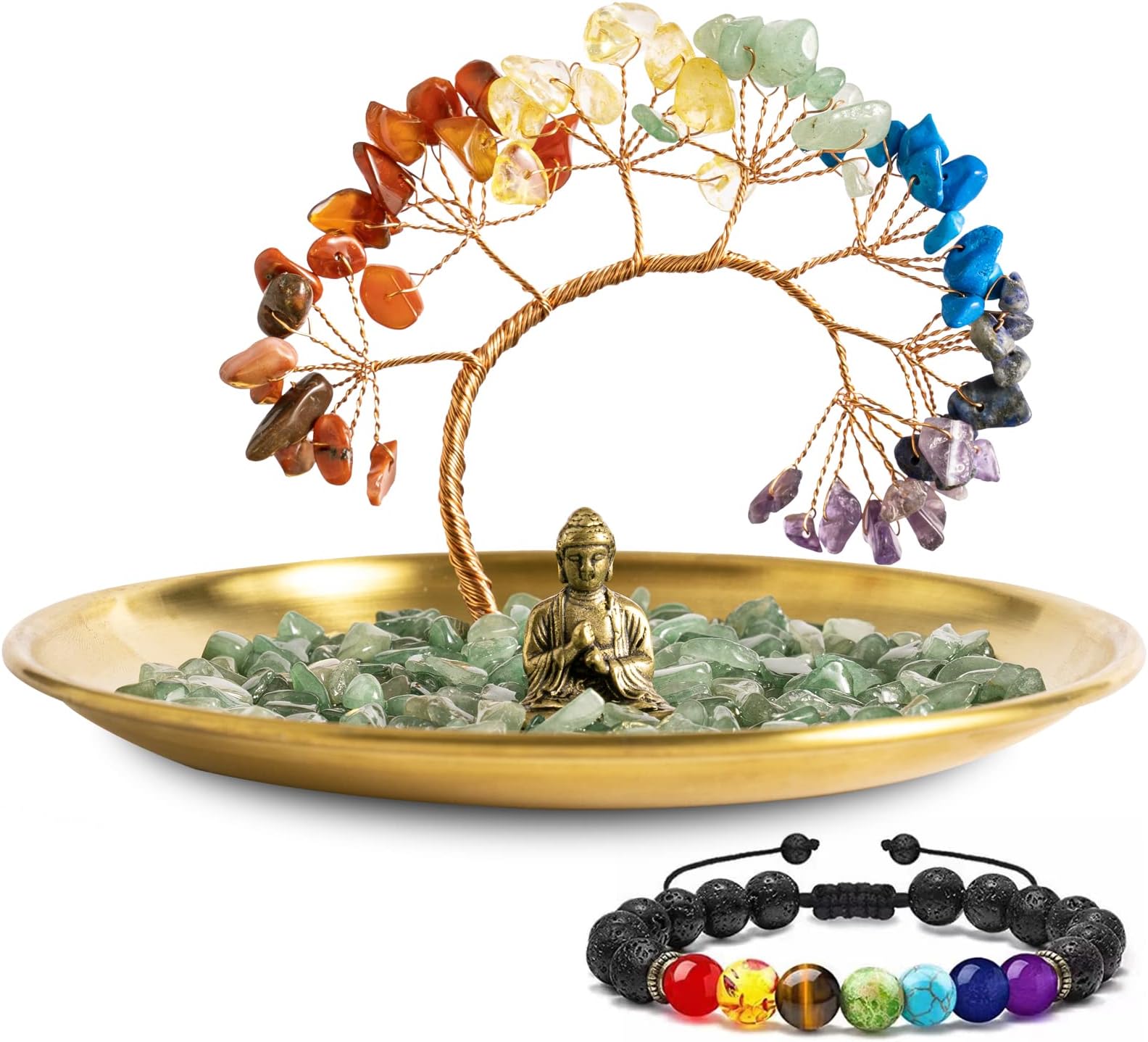 7 Chakra Crystal Tree, Buddha Statues, Yoga Meditation Decoration,Money Tree for Wealth and Luck, Statues for Home Decor,Living Room, Office Decor, Spirit Room Home Decor