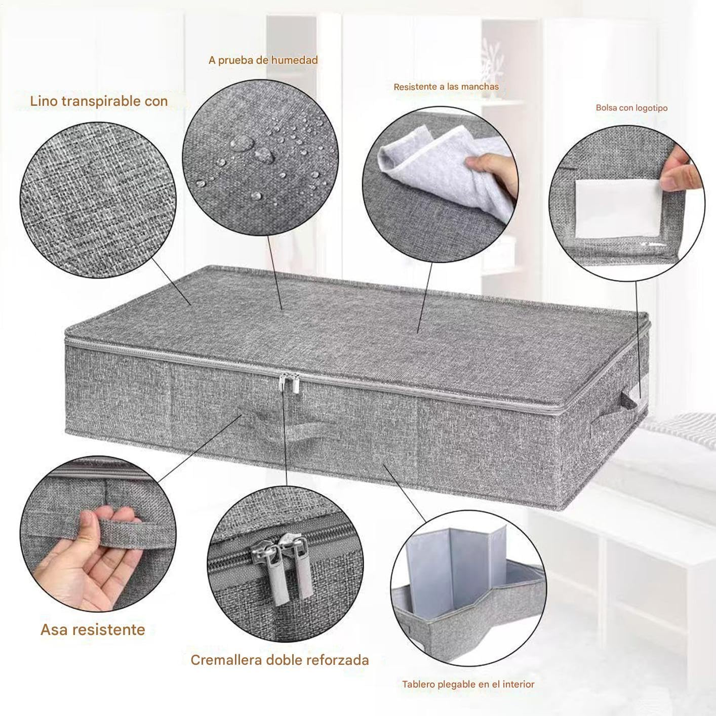 Almacenamiento Bajo La Cama 2 Piezas Organizador de Dormitorio Plegable | Bolsas De Almacenamiento Plegables Para Debajo De La Cama Para Mantas Ropa Edredones Suéteres Almohadas Ropa